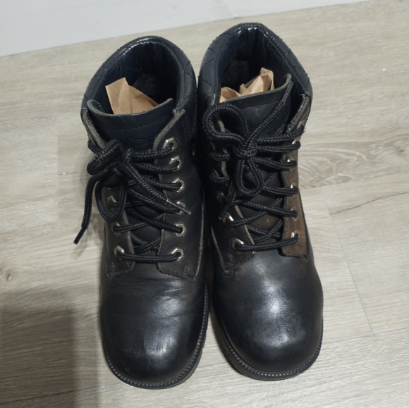 Harley-Davidson Woman's Black Leather Platform Heeled Boots Size 6.5 - Picture 6 of 11